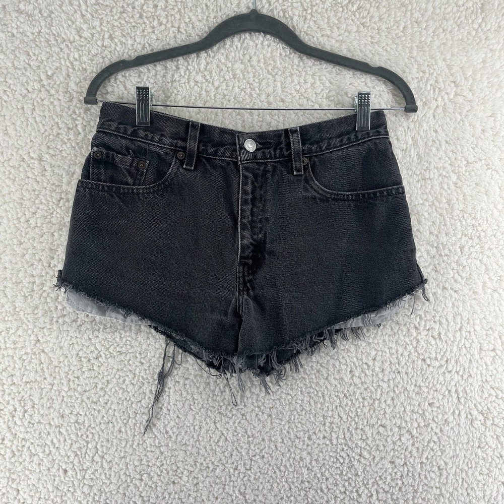 Levi's 501 Denim Cutoff Shorts Junior's Size 9 Black Y2K 2001‎ Grunge Punk Goth